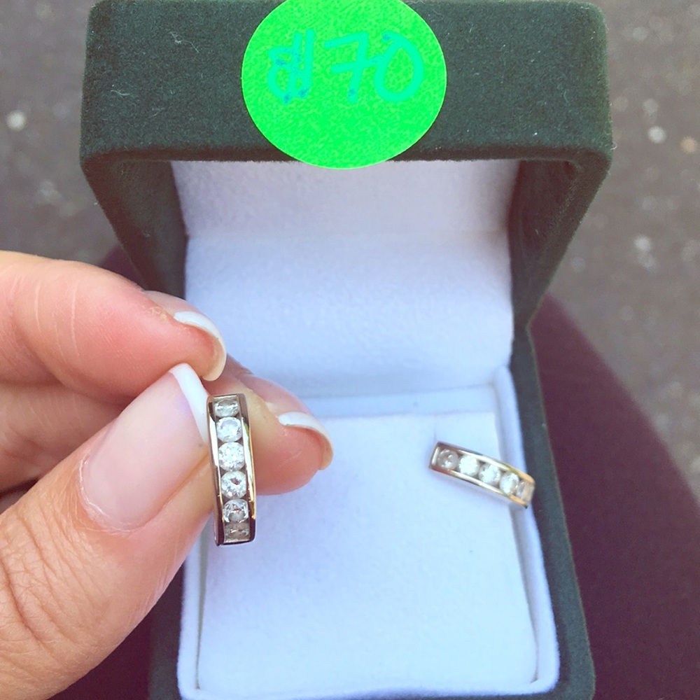 Stirling silver diamond earrings